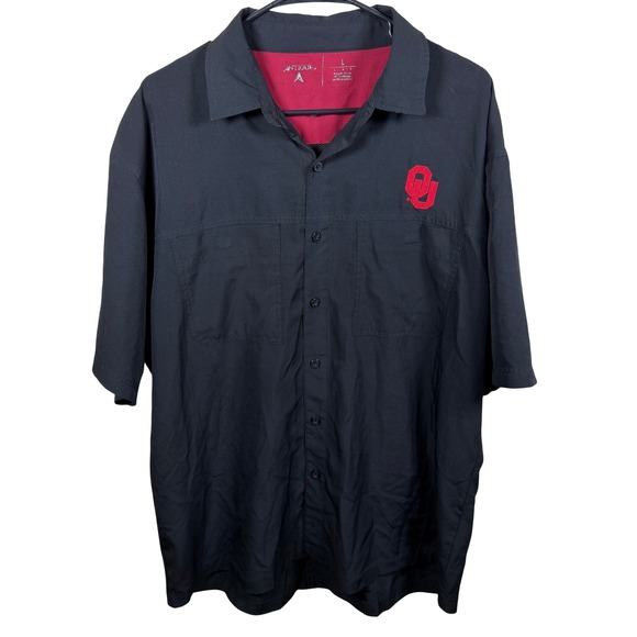 Antigua Other - Antigua Oklahoma Sooners Shirt Mens Large Black Crimson Short Sleeve Button Down